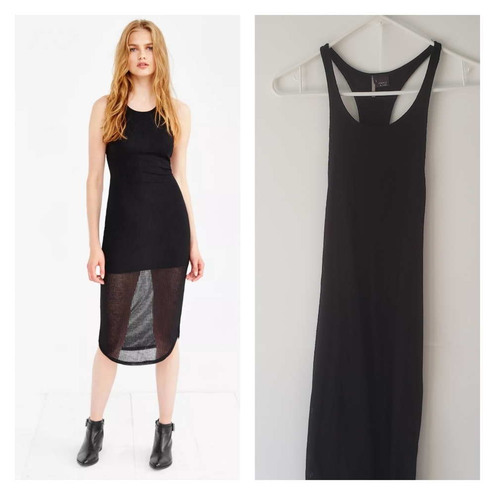 UO Ribbed Knit Midi Dress in Black